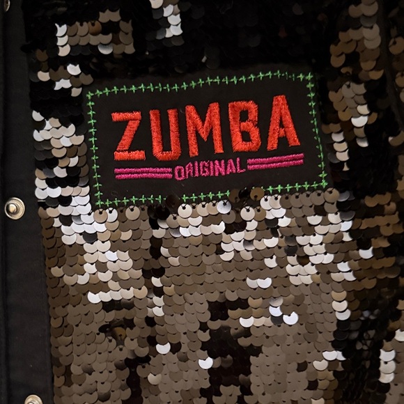 Zumba Fitness Black Sequin Varsity Jacket with Pink Z - Picture 5 of 5